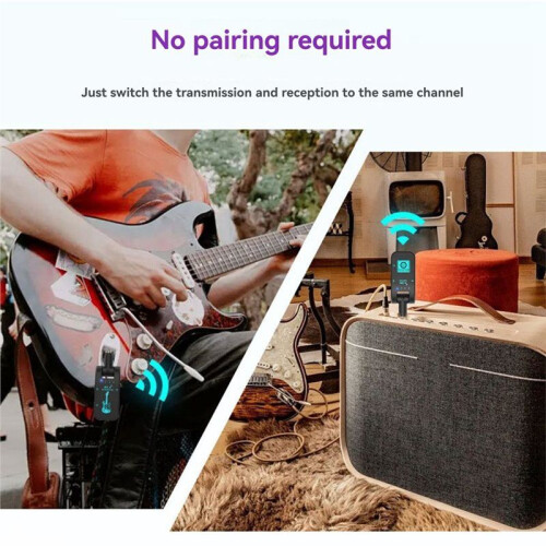 2.4G WS-4 Trådlöst Gitarrsystem Gitarrsändare/Mottagare Set för Elgitarr/Bas 48K Realtidsöverföring 2