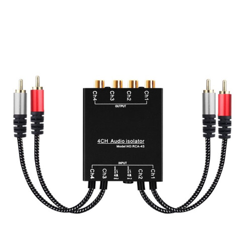 4CH Audio Isolator Professional RCA Audio Noise Filter 4 Channels RCA Ground Loop Isolator Accessories