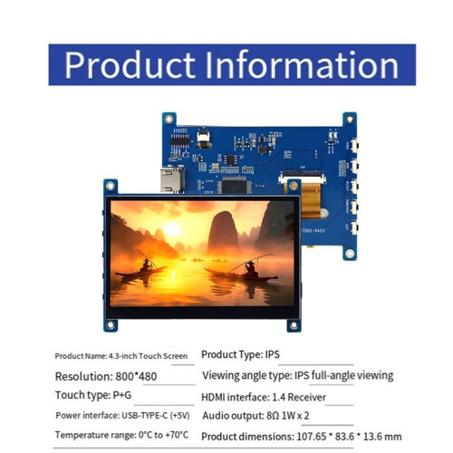 For Raspberry Pi 4.3Inch IPS LCD -Compatible 800 X 480 Capacitive Touch Screen Display PC for Banana Pi LCD Screen 2