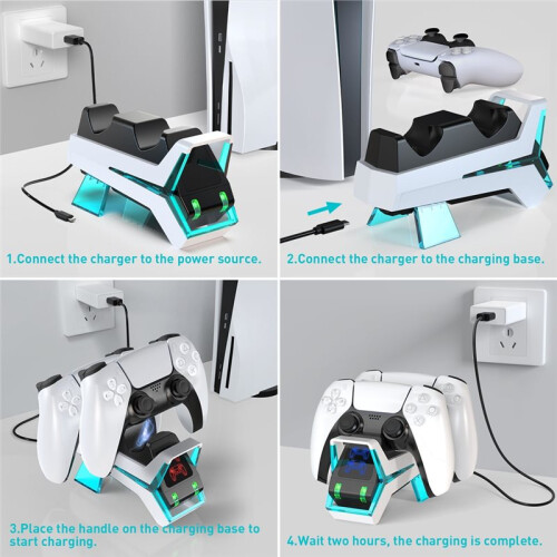 For PS5 Controller Fast Charger Dual-Slot Charging Dock with LED Display Handle Charging Dock 2