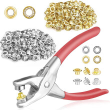 401 Stuks 1/4 Inch 6 mm Doorvoertule-Oogtangset, Doorvoergereedschapsset met 400 Metalen Oogjes in Goud en Zilver, Oogdoorvoertules