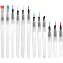 12 PCS Water Color Brush Pen Set, Watercolor Paint Pens, Water Color Water-Base Markers, Water Soluble Colored Pencil