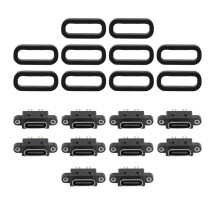 10 Pcs Micro-USB TYPE C 4Pin Waterproof Female USB C Socket Port with Screw Hole Power Charging Interface USB Connector