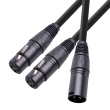 Cabo Divisor em Y XLR, XLR Macho para Combinador de Microfone Duplo XLR FêMea Cabo em Y Balanceado Adaptador de Microfone Adaptador - 50 Cm