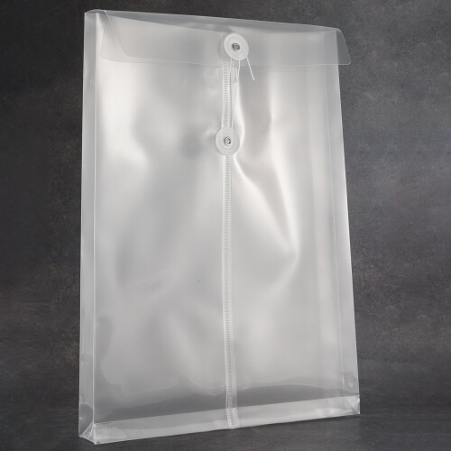 12 Pack Clear Plastic Envelopes  Envelopes Expandable Files Document Folders with Button & String Tie Closure A4 2