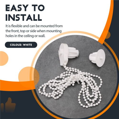 Roller Blind Fittings Kit, Roller Blinds Brackets with Beaded Chain, Curtain Roller Accessories for Windows Replacement 2