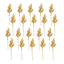 20 Pc Artificial Berry Stems, 7.5 Inches Christmas Glitter Berries Stems,Artificial Christmas Picks for Xmas Tree(Gold)