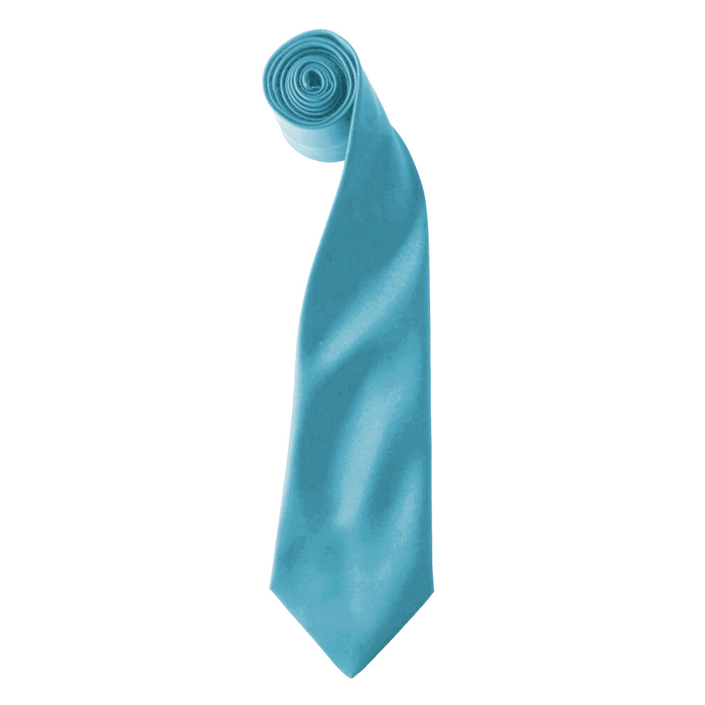 Premier (One Size, Turquoise) Colours Mens Satin Clip Tie (Pack Of 2)