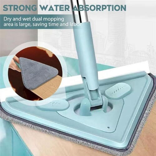 Triangle Mop, Cleaning Mop with Long Handle, Multifunctional Triangle Mop for Ceiling Wall Floor Window 1 Cloth 2