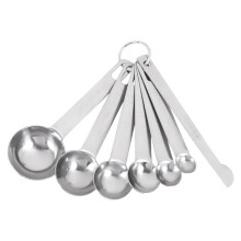 Stainless Steel Measuring Spoons Cups Set, Small Tablespoon, Teaspoons, Set 6 with Bonus Leveler, for Dry and Liquid