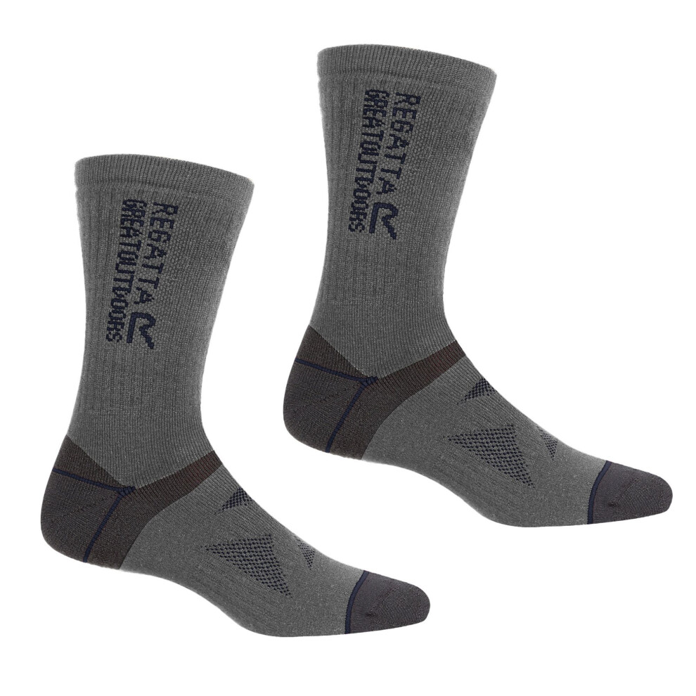 Regatta (6 Uk-8 Uk, Briar Grey/Navy) Unisex Adult Wool Hiking Boot Socks (Pack Of 2)