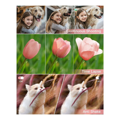 Câmera Digital com Foco AutomáTico, Câmera de Vlog 2,7K 48MP com Câmera Elegante de Tela  de 2,8 Polegadas para Adolescentes-Rosa 2