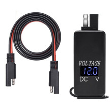 SAE to USB Adapter with Voltmeter Motorcycle Quick Disconnect Plug with Waterproof Dual USB Charger for Phone
