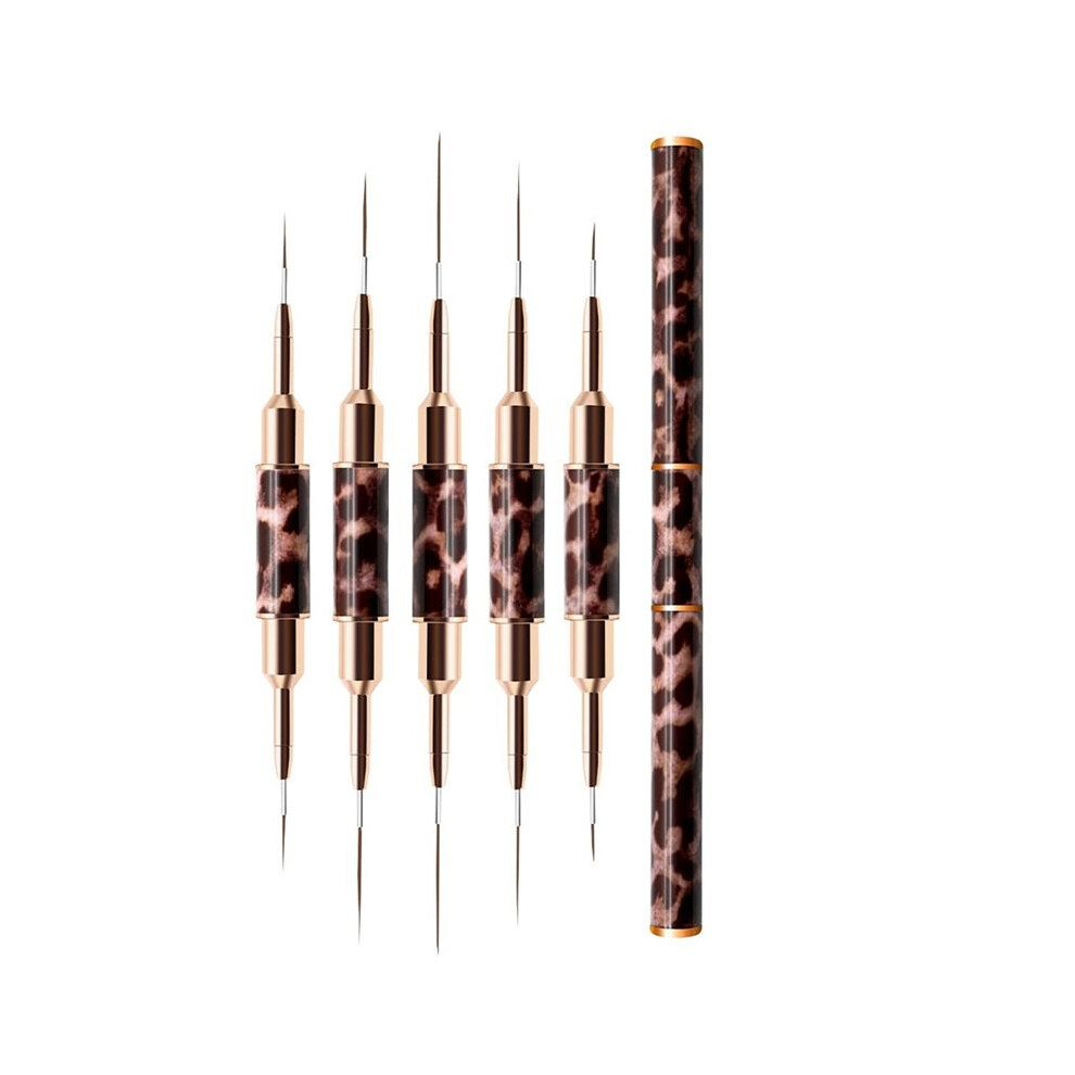 Liner Brush for Nails,5Pcs Double-Ended Nail Art Liner Brush,Super Fine Metal Handle Professional Nail Design Brush Set