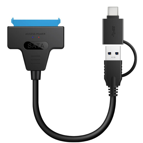 2 em 1  para Cabo USB 3.0  para Disco RíGido Externo Tipo C Adaptador Conversor de 22 Pinos para HDD/SSD de 2,5 Polegadas 1