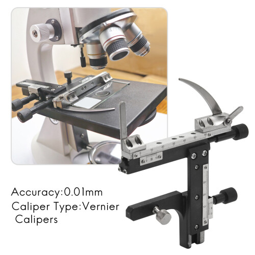 Microscope Attachable Mechanical Stage X-Y Moveable Caliper Vernier With Scale 1