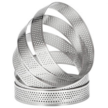 10Pcs Circular Tart Rings with Holes Stainless Steel Fruit Pie Quiches Cake Mousse Mold Kitchen Baking Mould 10cm