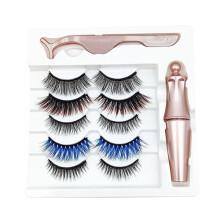 5 Pairs of Mixed Style Color Magnetic False Eyelashes Waterproof Eyeliner Tweezers Set Thick Magnetic False Eyelashes