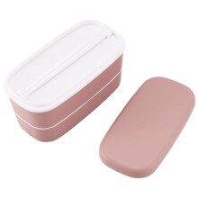 Lancheira de 2 Camadas para Micro-Ondas com Compartimentos Bento Box à Prova de Vazamento Recipiente de Comida Isolado Lancheira Rosa