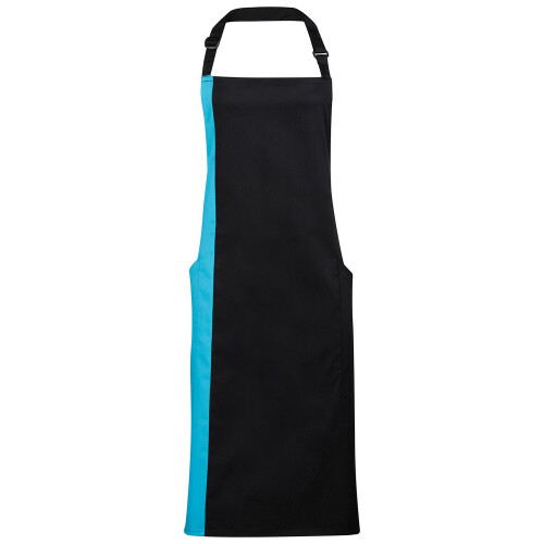 Premier (One Size, Black/Turquoise) Premier Contrast Bibbed Full Apron