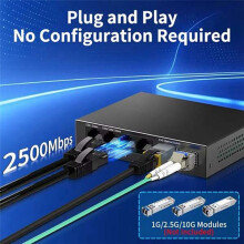 2.5G Ethernet 4 Port Unmanaged Network with Dual 10GbE SFP+ Slots Plug and for Homelab Setup EU Plug