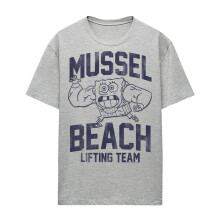 SpongeBob SquarePants Womens/Ladies Mussle Beach Lifting Team Heather T-Shirt