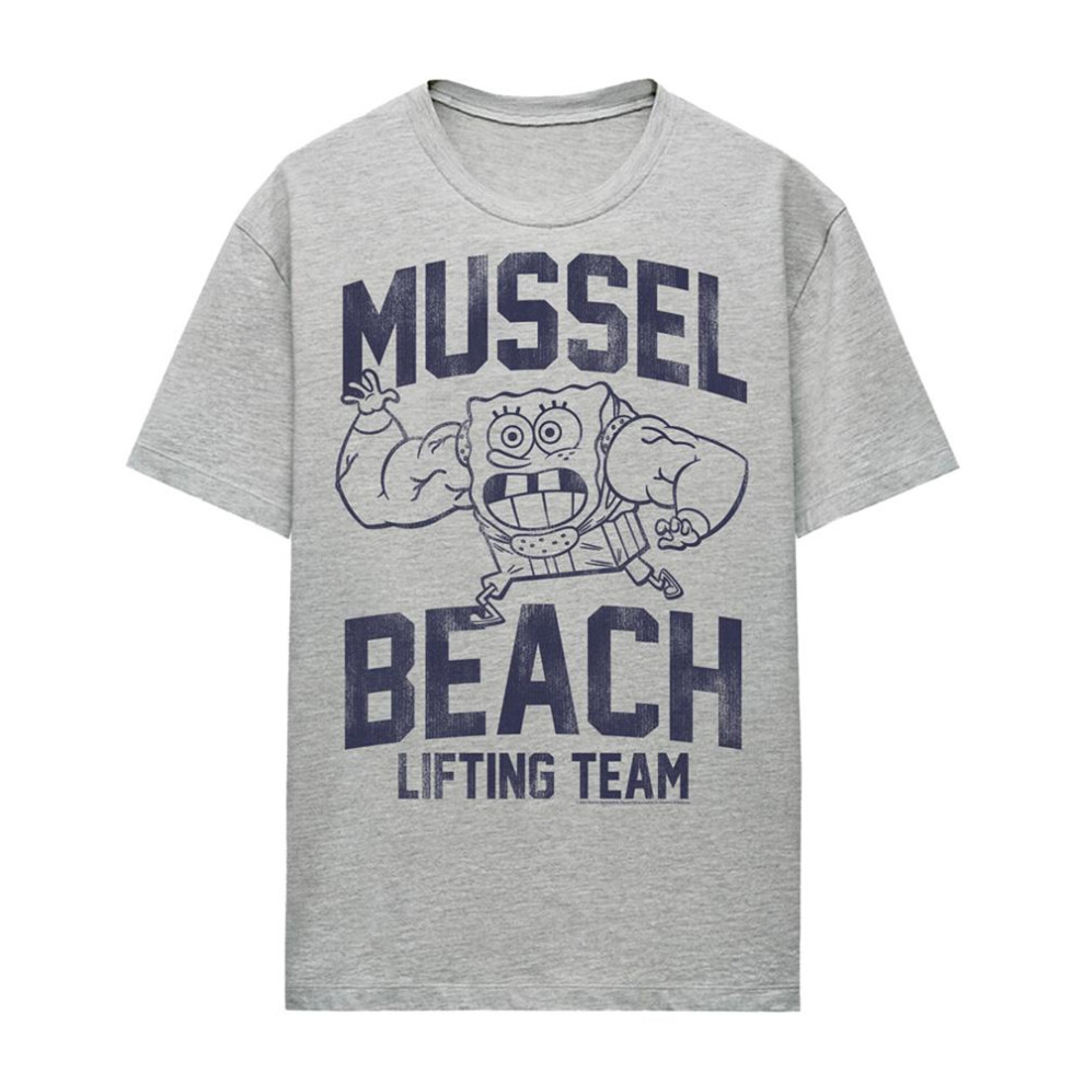 Spongebob Squarepants Womens/Ladies Mussle Beach Lifting Team Heather T-Shirt