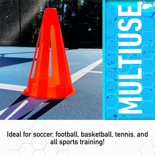 Cones PláSticos -  Cones Esportivos para ExercíCios + PráTica - Cones Laranja FlexíVeis para Treinamento + Jogos - 9 Polegadas 1
