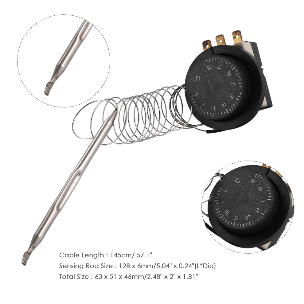 1Nc 1No Ac 250V/380V 16A 0-40C Temperature Control Capillary Thermostat 4711897551921