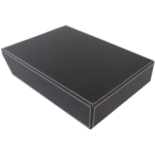 PU Leather Collection Letter Tray, Document Desk Organizer,Stackable Office File Document Tray Holder (Black) 2