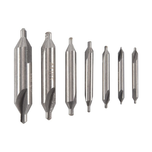7 Pcs Center Drill Bits Set 60-Degree Angle Center Drill Bits Kit Countersink Tools for Lathe Metalworking