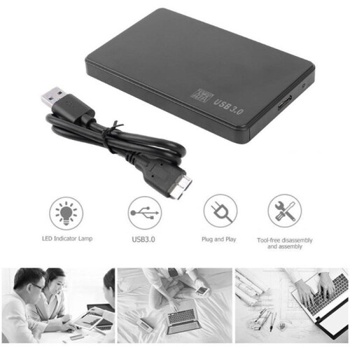 2.5 Polegada  para USB 3.0 Solid State Enclosure Mobile Disk Cassete com Cabo USB3.0/2.0 para HDD SSD Armazenamento Externo 1