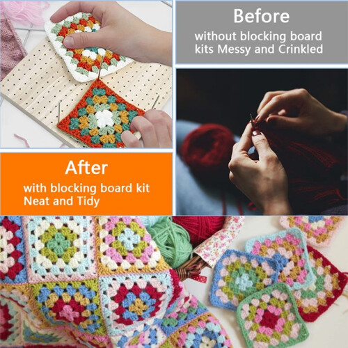 Wooden Crochet Blocking Board Reusable Handcrafted Knitting Blocking Mat Set Stand Square Blocking Board 2