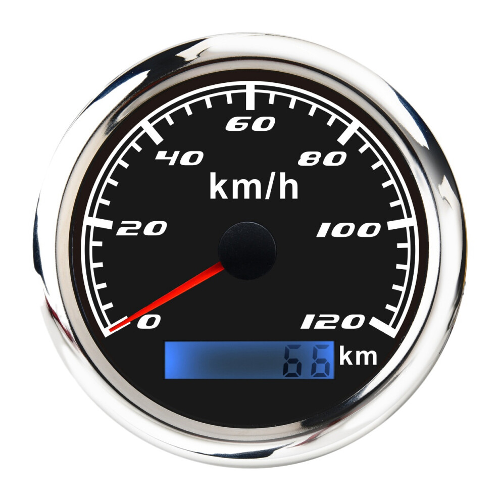 Universal Speedometer 12V/24V Odometer 85Mm 120Km/H Lcd Hourmeter Tachometer Backlight For Marine Car Motorcycle Black 6033113246649