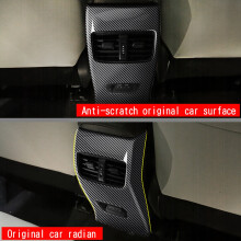 Car Carbon Fiber Rear Air Condition Vent Outlet Frame Anti-Kick Panel Cover Trim for 2021 2022 RHD