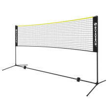 Badmintonnetz 5 m mit höhenverstellbaren Pfosten in Schwarz und Gelb