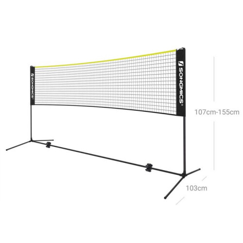 Rete da badminton 5 m con pali altezza regolabile nera e gialla 2