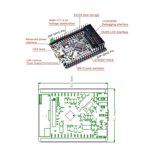 Development Board Stm32F103C8T6 Stm32F103 Stm32F1 Stm32 System Board Learning Board Evaluation Kit 2