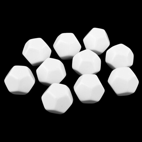 15 Pack 22MM Blank White Dice Set Acrylic Rounded D12 Dice Cubes for Game,Fun,DIY Sticker and Math Teaching 2