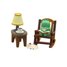 Cartoon-Frosch-Schaukelstuhl, Tischlampe, Ornament, Miniaturfiguren, Niedliche Ornamente, BüRo, Schreibtisch, Kunsthandwerk, Heimdekoration