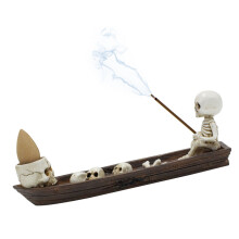 Skull Ship portaincenso in resina 16,8x3,9x5,3 cm