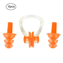 4Pcs Waterproof Silicone Earplugs Earmuff Nose Clips Set Orange