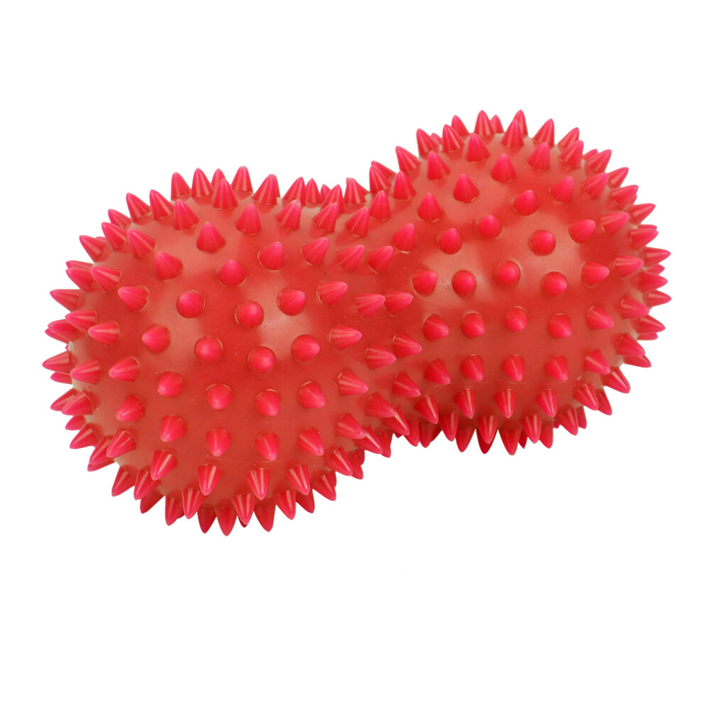 Red Pvc Peanut Spiky Massage Ball Back Foot Massager