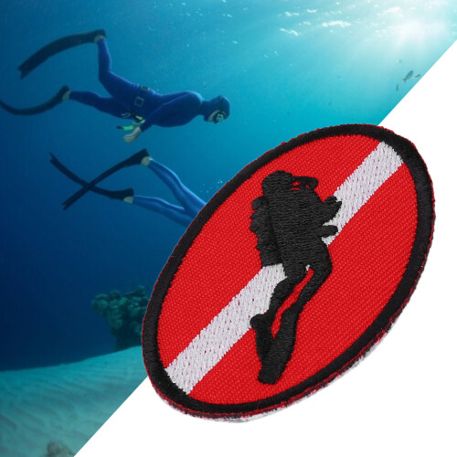 Scuba Diving Ellipse Flag Patch Embroidered Badge Iron on Back 1
