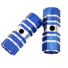 2PCs Bicycle Aluminum Alloy Hexagonal Axle Foot Pegs Non Slip (Blue)