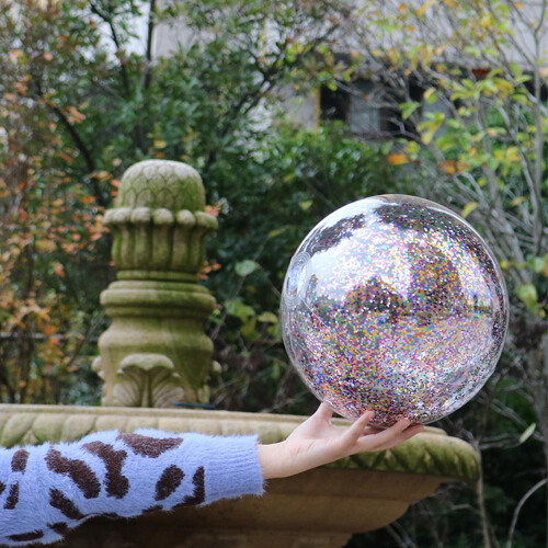Glitter Beach Ball Inflatable 12in PVC Clear