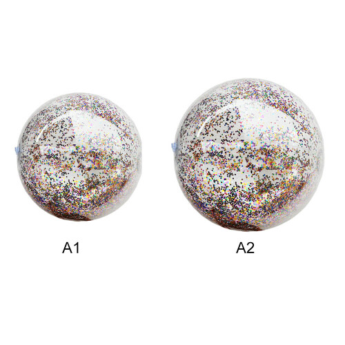 Glitter Beach Ball Inflatable 12in PVC Clear 2