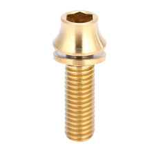 Titanium Alloy Bike Water Bottle Cage Screw M5x16 Gold with Washer