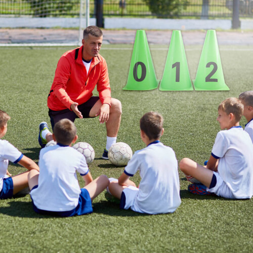 10pcs 23cm Green Soccer Training Cone 0-9 2