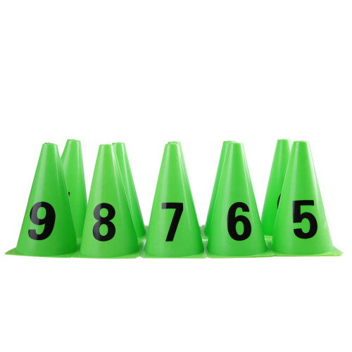 10pcs 23cm Green Soccer Training Cone 0-9 1